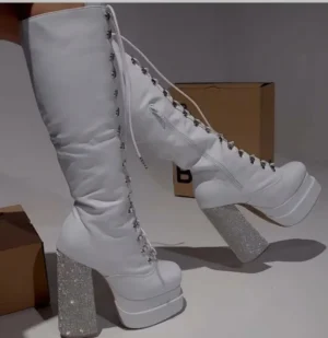 Bota Tacón Plateado