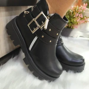 Botín Negro Doble Correa