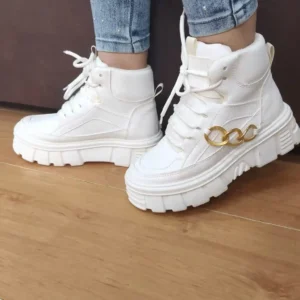 TeniBota Blanco Con Cadena Dorada